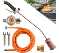 Kit de brûleur à gaz - Brûleur pour désherbage / Lance-flammes pour désherbage - Élimination des mauvaises herbes - Flamme réglable en continu - 58 kW - Argent