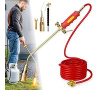 Kit de brûleur de mauvaises herbes 2025 pour chalumeau au propane - Lanceur de flamme robuste pour désherbage, toiture, fonte de glace - Buse et tuyau réglables (options de 30/35/50 mm) (35 mm, double
