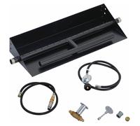Kit de brûleurs à gaz pour brasero - Brûleur encastrable pour brasero - 22,5 x 6 pouces (57 x 15 cm) - Acier inoxydable - Allumage par étincelle avec tuyau - Pour gaz naturel et propane - Noir