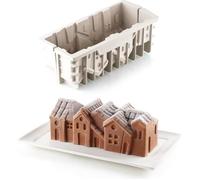 silikomart | Moule à gâteau en Silicone Modern WINTER VILLAGE, antiadhésif, lot de 1 Moule à gâteau, design 3D, 88 x 218 mm, h 80 mm, volume 1,2 ml, Made in Italy