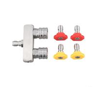 Kit de buse de pulvérisation haute pression à double tête 1/4 QC raccord pour balai à eau nettoyeur de dessous de caisse pour lavage de surface Fixation de tuyau d'arrosage robuste en acier (avec buse