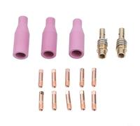 Kit de buse de torche de soudage pour machines Ak15 Mb15 Mig Mag avec 3 buses en faïence, 2 supports de pointes et 10 embouts de contact en laiton cuivré de 0,8 mm et 1,0 mm, couleur rose et cuivre