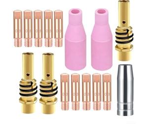 Kit de buses de torche de soudage compatible avec Mb15 et Ak15 pour soudeur Mig Mag, y compris buses métalliques en céramique et porte-embouts en cuivre rose argenté