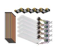 Kit de Câblage pour Plaque D'essai 830 Points et 65 Fils | Module D'alimentation 5 V et 3,3 V, 40 Broches 20cm, Usage Laboratoire, 5 Pièces