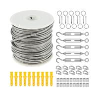 Kit De Câble Métallique Kit de garde-corps de câble en fil d'image de 15M/30M, vis à œil robuste for jardin, tendeur de fil, filtre, corde de câble enduite(30M)