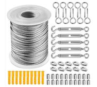 Kit de câble métallique - PZCC - Kit palissage 50 m - Acier inoxydable 304 - Câble nylon/PVC - Accessoires inclus