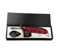 Kit de calligraphie avec porte-stylo à plume décoré, 2 pointes interchangeables, flacon d'encre noire et boîtier décoratif de 27,9 cm F