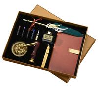 Kit de calligraphie comprenant un stylo, de l'encre, un tampon encreur et un carnet