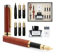 Kit de calligraphie, en bambou et bois de rose, comprenant 6 pointes