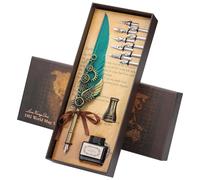 Kit de calligraphie rétro avec plume d'oie, comprenant un jeu d'encre et 10 pointes de plume de rechange