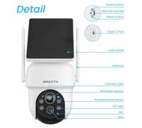 Kit de caméra de surveillance WLAN solaire - 4 caméras - Résolution 2K - Pour extérieur - Détection de personnes - Audio bidirectionnel - Vision nocturne en couleur