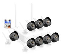 Kit de caméras de surveillance d'extérieur Tenda avec Wi-Fi, 8 caméras d'extérieur 2K, NVR sans fil 8 canaux, disque dur de 1 To