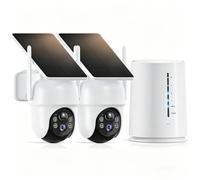 Kit de caméras de surveillance extérieures 4 MP à énergie solaire - 365 jours d'autonomie avec panneau solaire - Surveillance sans fil 2,5K (kit double caméra)