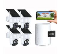 Kit de caméras de surveillance Wi-Fi 4 MP pour l'extérieur, 4 canaux 2K avec 4 caméras Wi-Fi, vidéosurveillance, audio bidirectionnel, vision nocturne jusqu'à 15 m, IP66, compatible avec Alexa