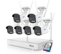 Kit de caméras de surveillance WiFi – 6 caméras – 4MP – Vision nocturne en couleur – Alarme avec projecteur