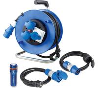 Kit de camping as-Schwabe : enrouleur de câble, rallonge avec adaptateur CEE, prise Schuko, IP44