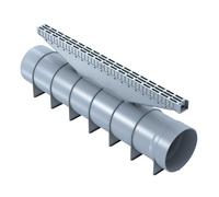 Kit de caniveaux de drainage - 6 caniveaux - 3 m linéaires - Gris - Classe C250 - Ø110x100 mm - Conformité NF EN 1433