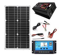 Kit De Capacité Solaire Avec Contrôle De Charge Smart - Panneau Étanche 18 W, Contrôleur 30 A, Onduleur 500 W, Écran D'état LCD, Système Solaire For Maison, Camping-car, Cabine
