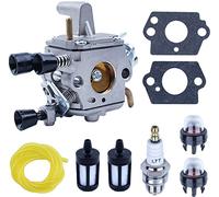 Kit de Carburateur pour Stihl FS120 FS200 FS250 FS300 FS120R Débroussailleuse, ADEFOL Carburateur + Filtre à Carburant + Tuyau de Carburant + Joints + Bougie Accessoires 9 en 1