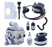 Kit de carburateur pour STIHL MS170 MS180 017 018, ADEFOL Carburateur + Bobine d'allumage + Filtre à air + Bougie + Tuyau de carburant Accessoire de tronçonneuse