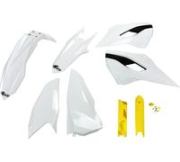 Kit de carénage UFO PLAST, 8 pièces : ensemble de carénages en plastique avec protection de fourche pour Husqvarna FE, TC, TE, TX 125 - 450 cm³, année de fabrication 2014, couleur : blanc / jaune / no