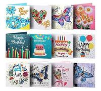 Kit de cartes de vœux "Diamant 5D", comprenant 12 cartes de vœux de Noël, cartes d'anniversaire, créations artistiques en strass "diamant", idéal pour les cadeaux faits main