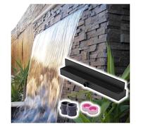 Kit de cascade avec déversoir et tuyau ondulé pour extérieur, fontaine en acier inoxydable rectangulaire pour patio, jardin, bassin, mur, piscine encastrée, jet d'eau avec raccord de tuyau (