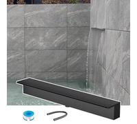 Kit de cascade avec tuyau ondulé pour extérieur, cascade encastrée murale - Fontaine extérieure et sortie de jet pour aquarium, boîte à eau en métal de 30 à 180 cm (noir, 20 cm de large) pou