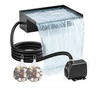 Kit de Cascade de Bassin 30 cm : Ensemble de Déversoir Cascade en Acier Inoxydable 304, Pompe 2500 L/H, Tuyau Antigel 3 m et Câble
