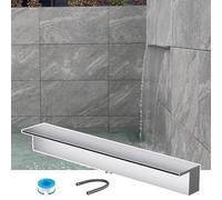 Kit de cascade encastrée avec tuyau ondulé pour extérieur, idéal pour aquariums, jardins et ruisseaux - Fontaine métallique de 30 à 183 cm (argentée, sortie de 20 cm de large) - Élégant élém
