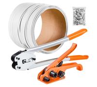 Kit de cerclage - Appareil de cerclage manuel 4 pièces - 100 m de feuillard PET - 100 agrafes métalliques/chapes - Avec tendeur et coupe-feuillard - Pour l'emballage et le transport