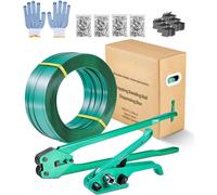 Kit de cerclage - Appareil de cerclage manuel - 6 pièces - Feuillard PET 457 m - Chapes de fermeture 450 pièces - Coins de protection 150 pièces - Pour l'emballage, le transport et le stockage