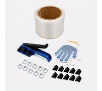 Kit de cerclage LastWerk n° 2, 200 m de feuillard en polyester, largeur 16 mm, comprenant un tendeur en acier, 100 boucles métalliques, 30 protège-bords, des gants, robuste et polyvalent
