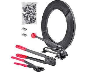Kit de cerclage métallique SucceBuy 5 pièces, appareil de cerclage manuel avec 183 m de feuillard métallique, 300 agrafes métalliques et outil de coupe, idéal pour l'emballage, le transport et le stoc