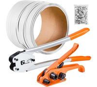 Kit de cerclage, outil de scellage robuste avec 100 m de bande PP, 100 scellés métalliques, kit de cerclage manuel en plastique pour l'emballage de palettes pour entrepôt/expédition/déménagement/maiso