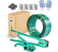 Kit de cerclage SucceBuy 6 pièces avec feuillard PET, outil de tension manuel, 457 m de feuillard, 450 agrafes métalliques et 150 cornières de protection – idéal pour l'emballage, le transport et le s