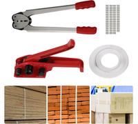 Kit de cerclage - Tendeur de feuillard 12-16 mm - Force de traction 1000 N - Charge de rupture 40 kg - Aluminium moulé sous pression et acier - Pour l'emballage et l'expédition - Rouge
