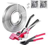 Kit de cerclage VEVOR 4 pièces en acier, appareil de cerclage manuel avec 60 m de feuillard métallique, 200 agrafes métalliques et coupe-feuillard, équipement d'atelier idéal pour l'emballage industri