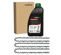 Kit de chaînes de scie 3 pièces + 1 litre d'huile, 40 cm, 1,1 mm, 56 maillons