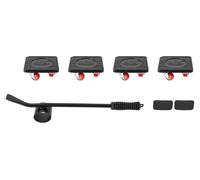 Kit de chariots de déménagement - Chariot à 4 roues avec poignée - Roulettes pivotantes à 360° - Capacité de charge de 400 kg - Carré 10,5 x 10 cm - Poignée 37 x 2,5 cm - Noir