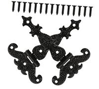 Kit de Charnières de Portail Rétro Extra Robustes en Fer Noir 2 Pièces | 8 Trous de Vis, Support Stable et Souple, pour Portes en Bois et Coffres