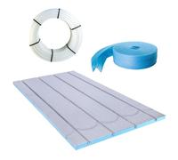 Kit de chauffage au sol Belvit XPS 500 pour 120 m² - Système de chauffage à eau chaude pour construction sèche, avec tuyaux PE-RT et bandes d'isolation périphériques