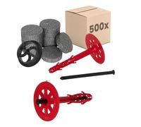 Kit de chevilles isolantes PROTEKTOR Ø10x100mm avec clou plastique (500 pièces + 600 rondelles + 1 fraise) pour ITE & isolation de façade, chevilles à frapper certifiées ETA Chevilles thermiques