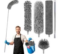 Kit de chiffons en microfibre - Duster en microfibre - Nettoyage de la maison - Flexible, adapté aux coins - Jusqu'à 252 m² - Gris