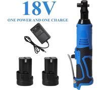 Kit de clés à cliquet électriques liquet angulaire sans fil - 18 V, 2 batteries 4000 mAh, 60 Nm, 300 tr/min, 7 douilles 10-17 mm - Bleu