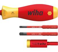 Kit de clés dynamométriques Wiha easyTorque Adaptateur électrique avec support slimVario® et embouts slimBits SL/PZ 4 pièces sous blister (41476)