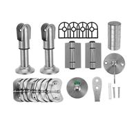 Kit de Cloisons de Toilettes en Acier Inoxydable, Pièces de Fixation | Ensemble Complet pour Sanitaires Publics, Finition Argenté, Anti Rouille, Capacité Portante Élevée, Bords Lisses