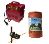 Kit de clôture électrique Gemi Elettronica avec 1 x Électrificateur 220V + 1 Fil 1000 m 6 Mm² + 200 pcs d'isolateurs pour poteaux en fer - Clôture électrique pour sangliers et cerfs