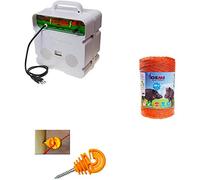 Kit de clôture électrique Professionnel 1 x Électrificateur 220V + 1 x Fil 500 M 6 Mm² + 100 pcs isolateurs pour poteaux en bois - Clôture Électrique Pour Sangliers Vaches Chevaux Cerfs Porcs-épics