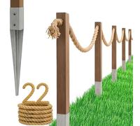 Kit de Clôture Nautique en Corde 22m pour Jardin, Inclut Corde, Poteaux et Ancres de Fixation, Hauteur 1m, Couleur Naturelle et Argent - Design Style Marin Extérieur